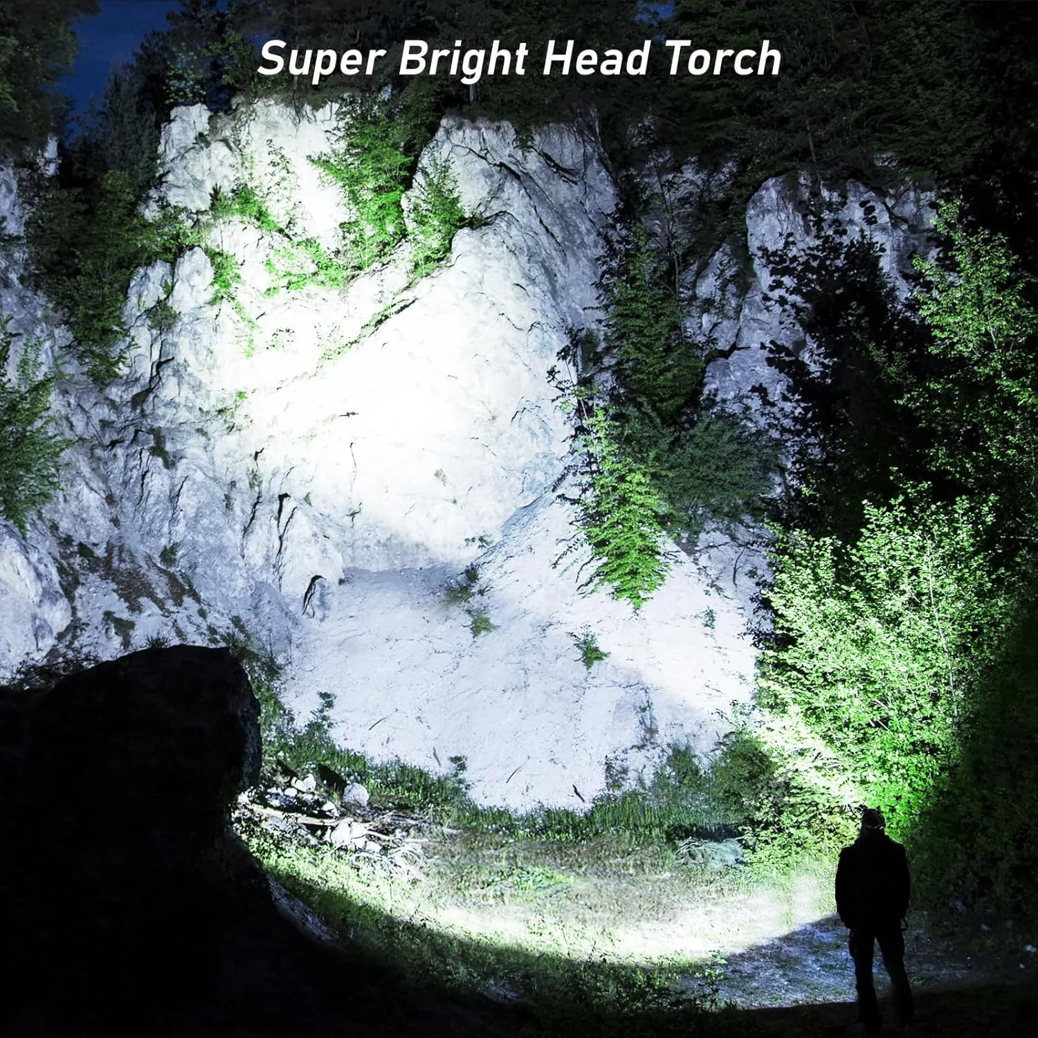 LED Headlamp, 8000L Super Bright Rechargeable Headlight Flashlight - 3 Lights 5 Modes,Zoomable,Spotlight&Floodlight Combination, IPX6 Waterproof, 20 Hrs Runtime for Running,Hiking etc-Gray