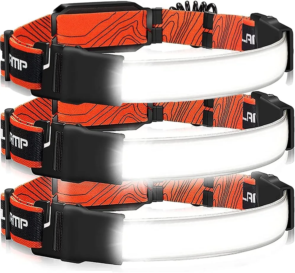 LED Headlamp Flashlight, 1000 Lumen 230°Wide-Beam USB Rechargeable Head Light w/Taillight, Waterproof Lightweight Headlight Headlamps for Running, Cycling & Camping (3xHeadlamp)