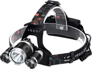 LED Headlamp, Head Torch Light Rechargeable, Fishing Light Zoomable Lantern Torch 4 Modes Waterproof, for Camping, Hiking, Outdoors