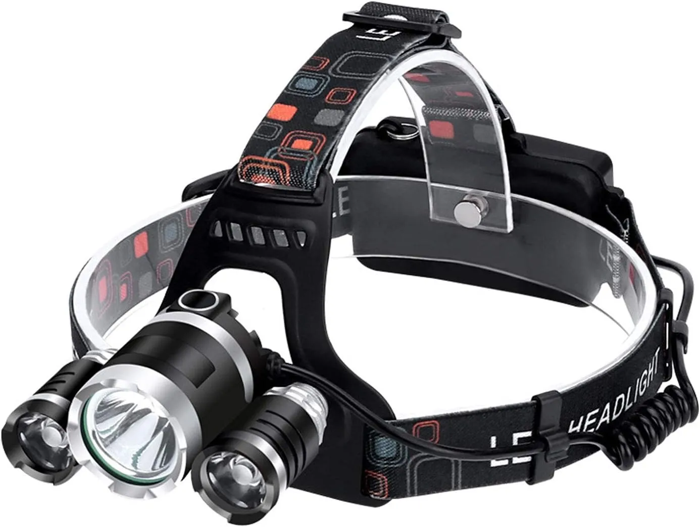 LED Headlamp, Head Torch Light Rechargeable, Fishing Light Zoomable Lantern Torch 4 Modes Waterproof, for Camping, Hiking, Outdoors