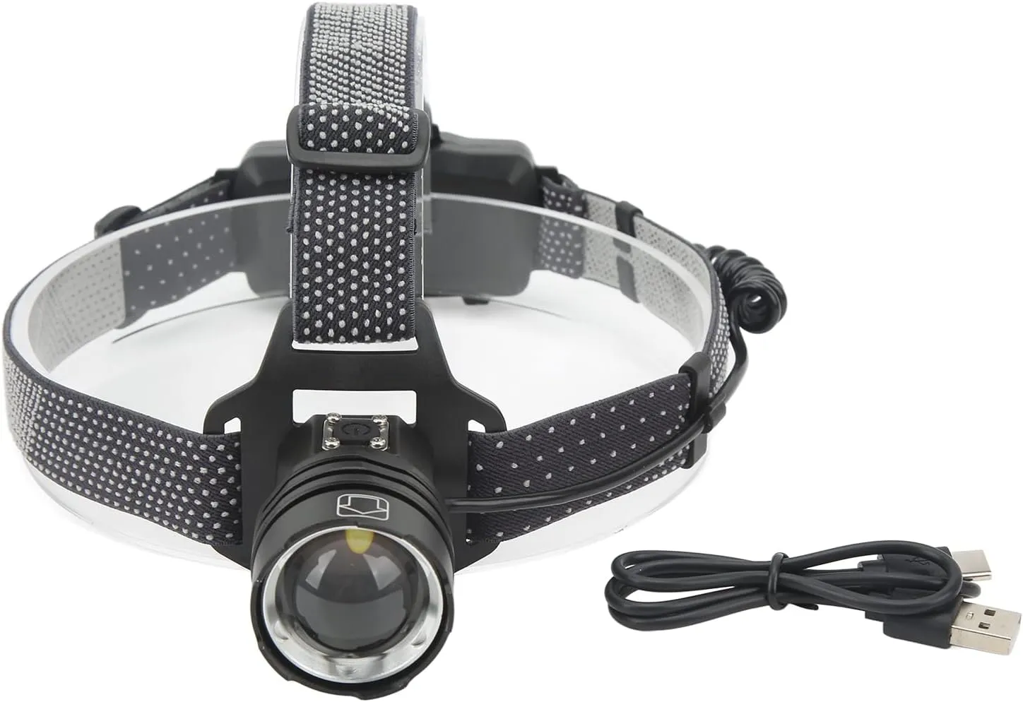 LED Headlamp, Headlamp Flashlight, USB Rechargeable Headlight, XHP50 Bulb Type C Rechargeable Telescopic Zoom Bright Headlight for Outdoor Camping Running Fishing Hiking