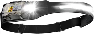 Led Headlamp, Headlamp with Motion Sensor, Waterproof Headlamp, Wide Beam Headlamp, Waterproof Led Headlamp for Camping, Featuring 230-degree Wide Beam, Motion Sensor, and Side Flashlight