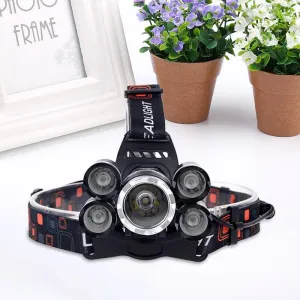 LED Headlamp Headlight Flashlight Head Light Lamp Torch Rechargeable XML-T6 4*XPE 2 Mode Headlight Flashlight 2x18650 Battery