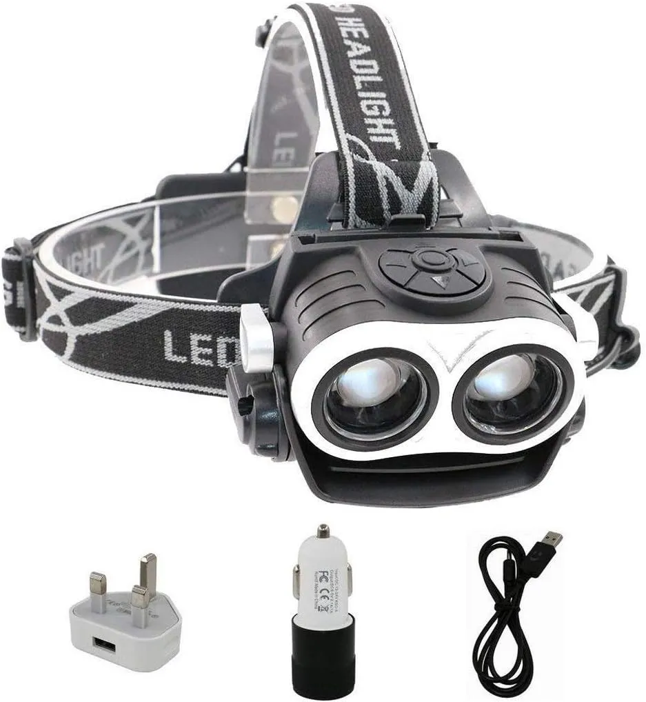 LED Headlamp Headlight Head Torch - Lightweight Comfortable and Weatherproof Flash Light/Torch - Water Resistant Safety Head Lamp - Head Torch for Biking Cycling Climbing Camping Dog Walkin