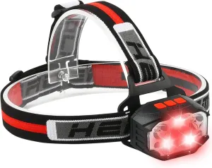 LED Headlamp, Outdoor Rechargeable Headlights with 1100 Lumen Red Light 7 Modes, Waterproof Bright Lightweight USB Head Light for Outdoor Running Hunting Hiking Camping Gear (Red)