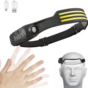 LED Headlamp Rechargeable Flashlight,230° Wide Beam Head Lamp LED with Motion Sensor,Bright Head Lights for Forehead,Head Lamp for Camping Hiking Fishing Cycling Outdoor (SQ3-Yellow Light)