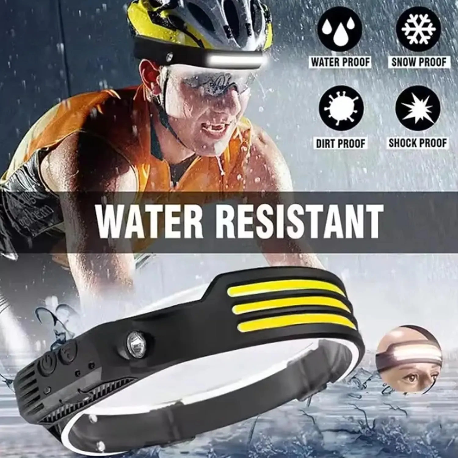 LED Headlamp Rechargeable Flashlight,230° Wide Beam Head Lamp LED with Motion Sensor,Bright Head Lights for Forehead,Head Lamp for Camping Hiking Fishing Cycling Outdoor (SQ3-Yellow Light)