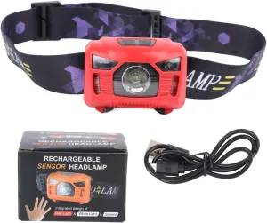 LED Headlamp Rechargeable LED Lamp Flashlight Motion Sensor Lamp for Outdoor Camping Fishing Running