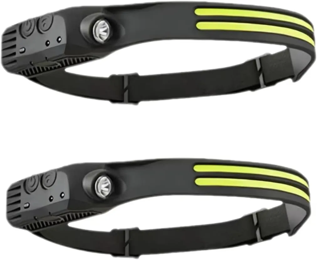 Led Headlamp Rechargeable Portable Headlamp -230 C Wide Drawstring, Waterproof, Suitable for Running, Car Repair, Night Fishing, Camping (2 individualPack-Two Root-Led Strip)