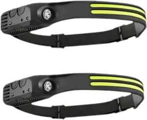 Led Headlamp Rechargeable Portable Headlamp -230 C Wide Drawstring, Waterproof, Suitable for Running, Car Repair, Night Fishing, Camping (2 individualPack-Two Root-Led Strip)