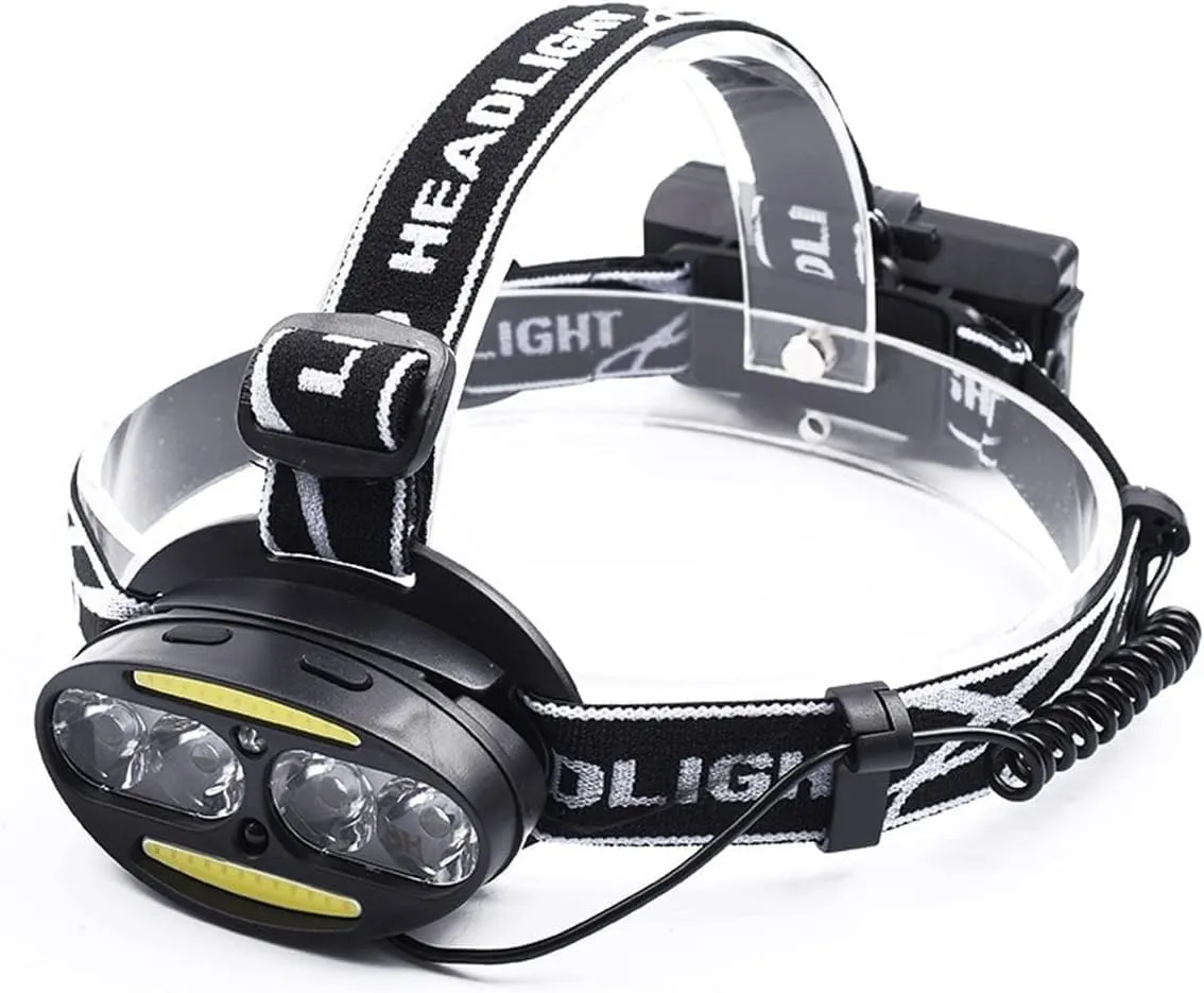 LED Headlamp Rechargeable, Super Bright Head Lamp, IPX5 Waterproof Flashlight with Zoomable Light and Sensor SensingLight for Camping, Hiking, Outdoors