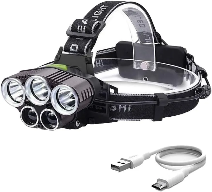 LED Headlamp Rechargeable,2025 New Upgrade 6 Mode 25000 High Lumen Bright 5 LED Headlamp with Red White Light,IPX5 Waterproof Head Flashlight,Headlamps for Camping Hunting Hiking Fishing Running