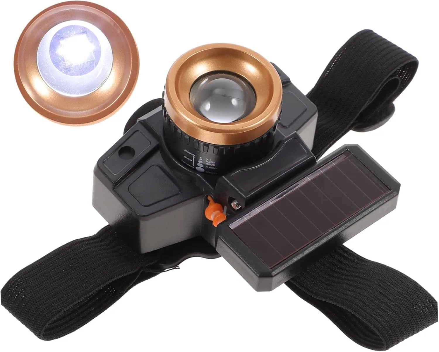 Led Headlamp Waterproof Solar/Charging Multi-Function Headlight for Outdoor Night Running and Bicycling Random