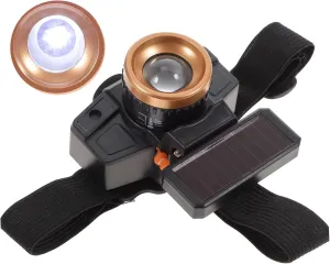 Led Headlamp Waterproof Solar/Charging Multi-Function Headlight for Outdoor Night Running and Bicycling Random