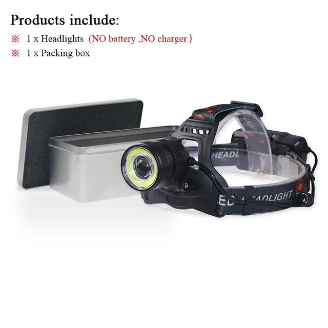 LED Headlamp zoom xml t6 cob Headlight Camping Head Torch waterproof Head Lantern Lamp linterna usb charge 18650 battery