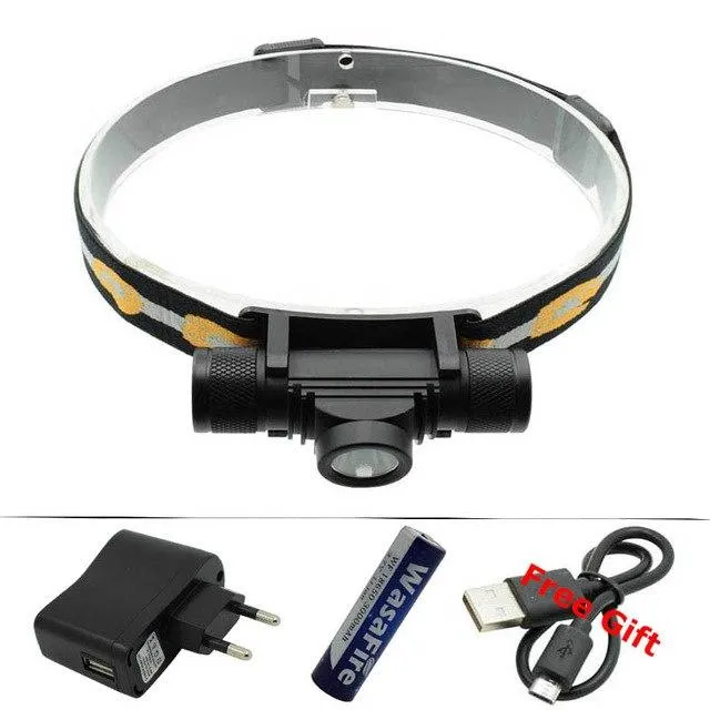 LED Headlight USB Charger Headlamp XM-L2 Double LED Camping Flashlight Hunting Frontal Head Torch by 18650 Rechargeable Battery