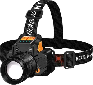 LED Headlight with Sensors Control 3 Light Modes for Running Camping Rechargeable Head Torch Headlamp