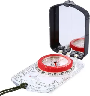 LED Light Luminous Compass with Mirror Durable Anti-Shock Stable Waterproof Hiking Climbing Multifunctional Compass