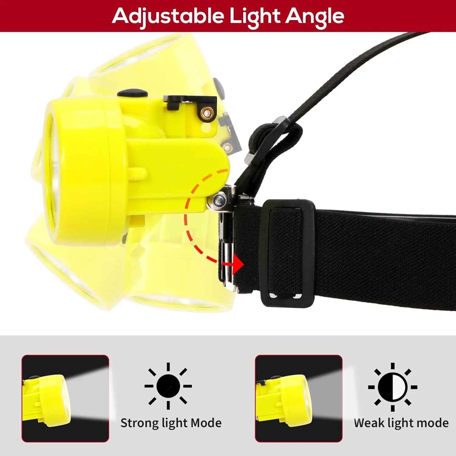 LED Mining Headlamp Rechargeable, Waterproof Hard Hat Light for Hunting, Fishing, Camping, Night Running, Miners Safety Headlight