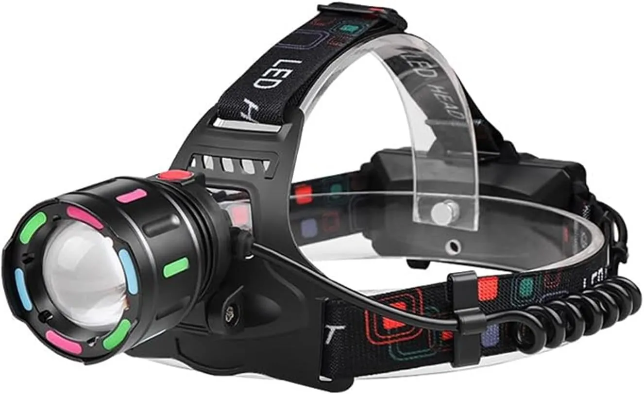 LED Rechargeable Headlamp 30W 1200 Lumens Super Bright Headlamp with 4 Light Modes 90°Adjustable Waterproof Headlight Type C Rechargeable Headlamp for Outdoor Camping Running Cycling Climbing
