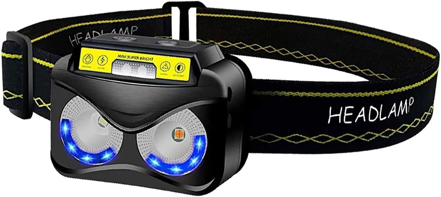 LED Rechargeable Headlamp Waterproof Torch Motion Sensor Control 650 Lumen Bright 30 Hours Runtime 1200mAh Battery USB Headlight Flashlight Camping Hiking Fishing Work (Black)