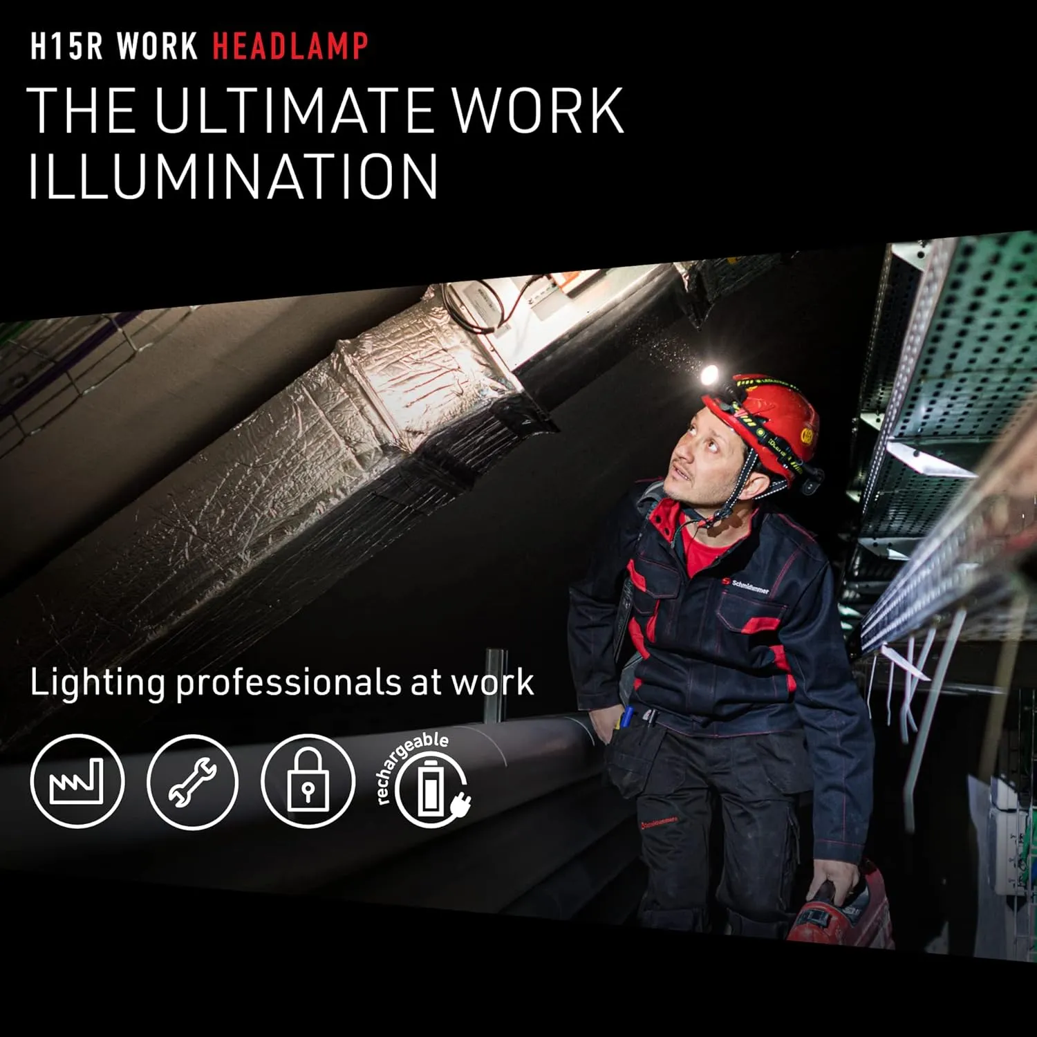 Ledlenser, H15R Work Rechargeable Headlamp, 2500 Lumens, Outdoor, Tactical, Advanced Focus System, Constant Light Output, Magnetic Charge System, Waterproof, Protective Lens, High CRI Color Rendering