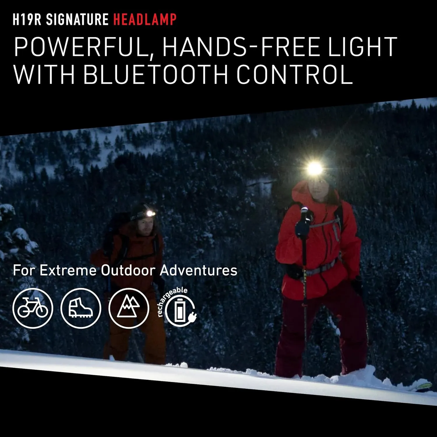 Ledlenser, H19R Signature Rechargeable Headlamp High Power LED, 4000 Lumens, Waterproof, Dustproof, Bluetooth Connectivity, Fusion Beam, Red Light, Magnetic Charge, Hands-Free Light Outdoors