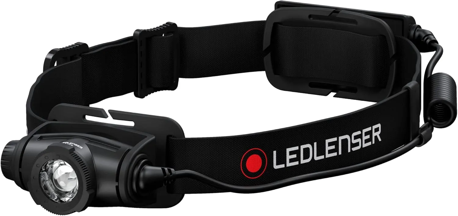 Ledlenser, H5R Core Rechargeable Headlamp, 500 lumens, Advanced Focus System, Constant Light Output, Dimmable, Magnetic Charge System, Dustproof, Waterproof, Connecting System