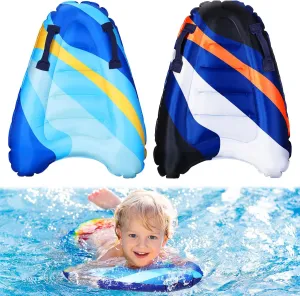 Leitee 2Pcs Inflatable Surf Body Board with Handles, Inflatable Surfboard for Beach Lightweight Swim Floating Surfboard for Kids Learning Surfing, 27.5"x21.7"x5.9"