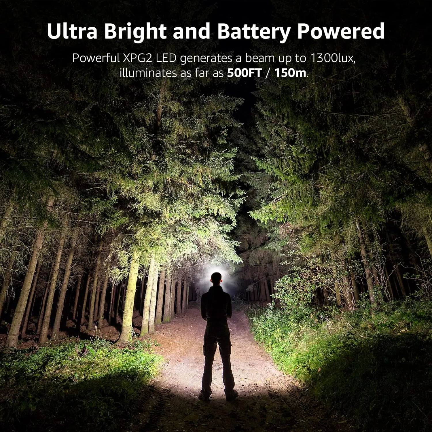 Lepro 320015 Battery Powered Headlamp - 1300Lux Super Bright LED Head Lamp with Red Light, IPX4 Waterproof Headlights for Outdoor Camping, Hiking, Hunting, Power Outages, Emergency, Hurricane, 2 Pack