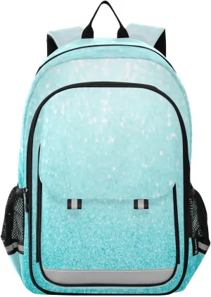 Light Blue Glitter Sparkle Children's School Bag, Ergonomic Backpack for Kids, Cute Girls Backpack