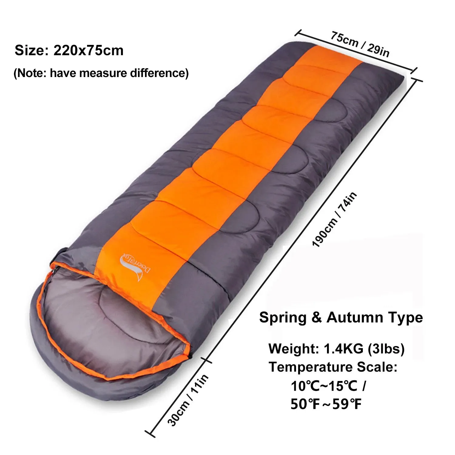Lightweight 4 Season Envelope Camping Sleeping Bag for Outdoor Travel and Hiking