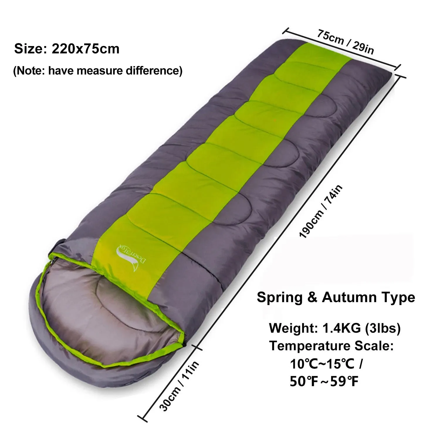 Lightweight 4 Season Envelope Camping Sleeping Bag for Outdoor Travel and Hiking