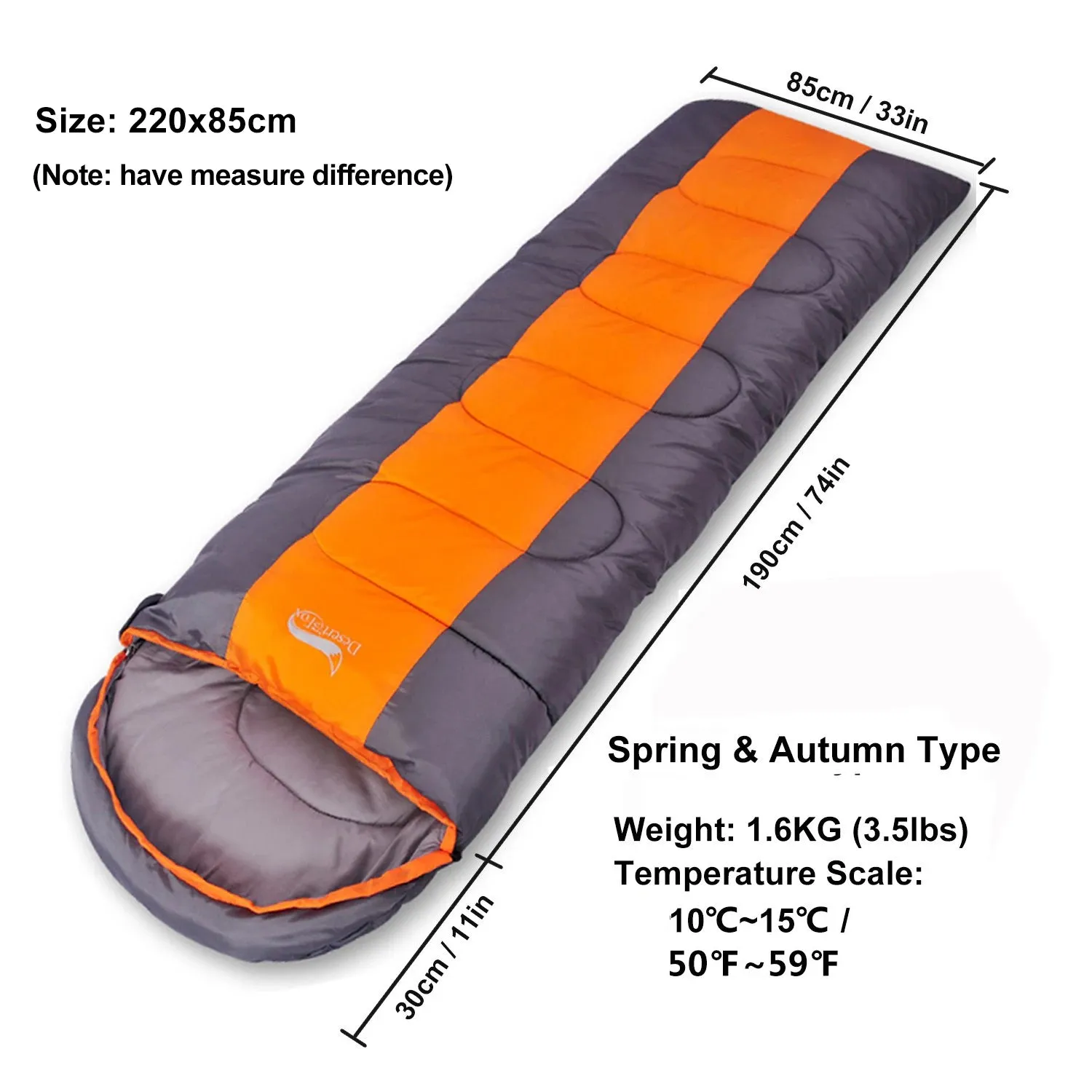 Lightweight 4 Season Envelope Camping Sleeping Bag for Outdoor Travel and Hiking