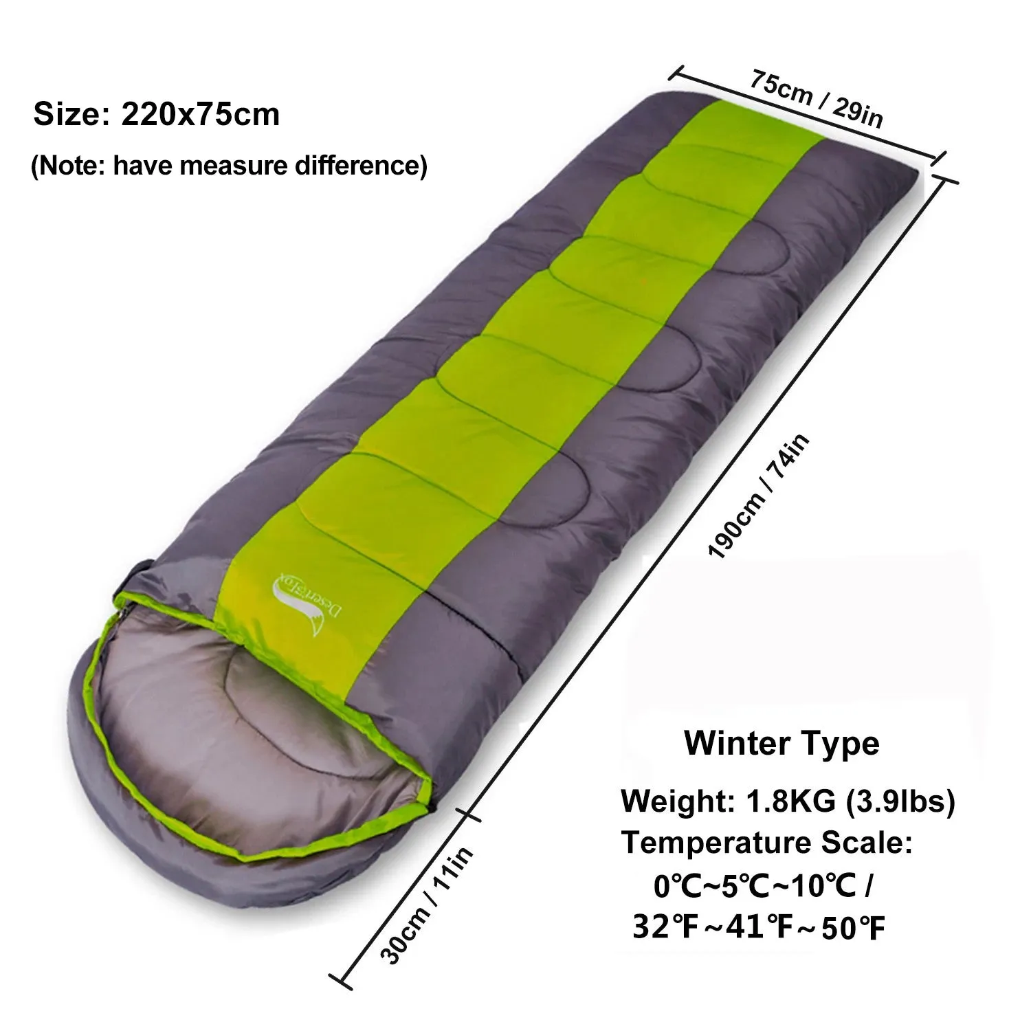 Lightweight 4 Season Envelope Camping Sleeping Bag for Outdoor Travel and Hiking