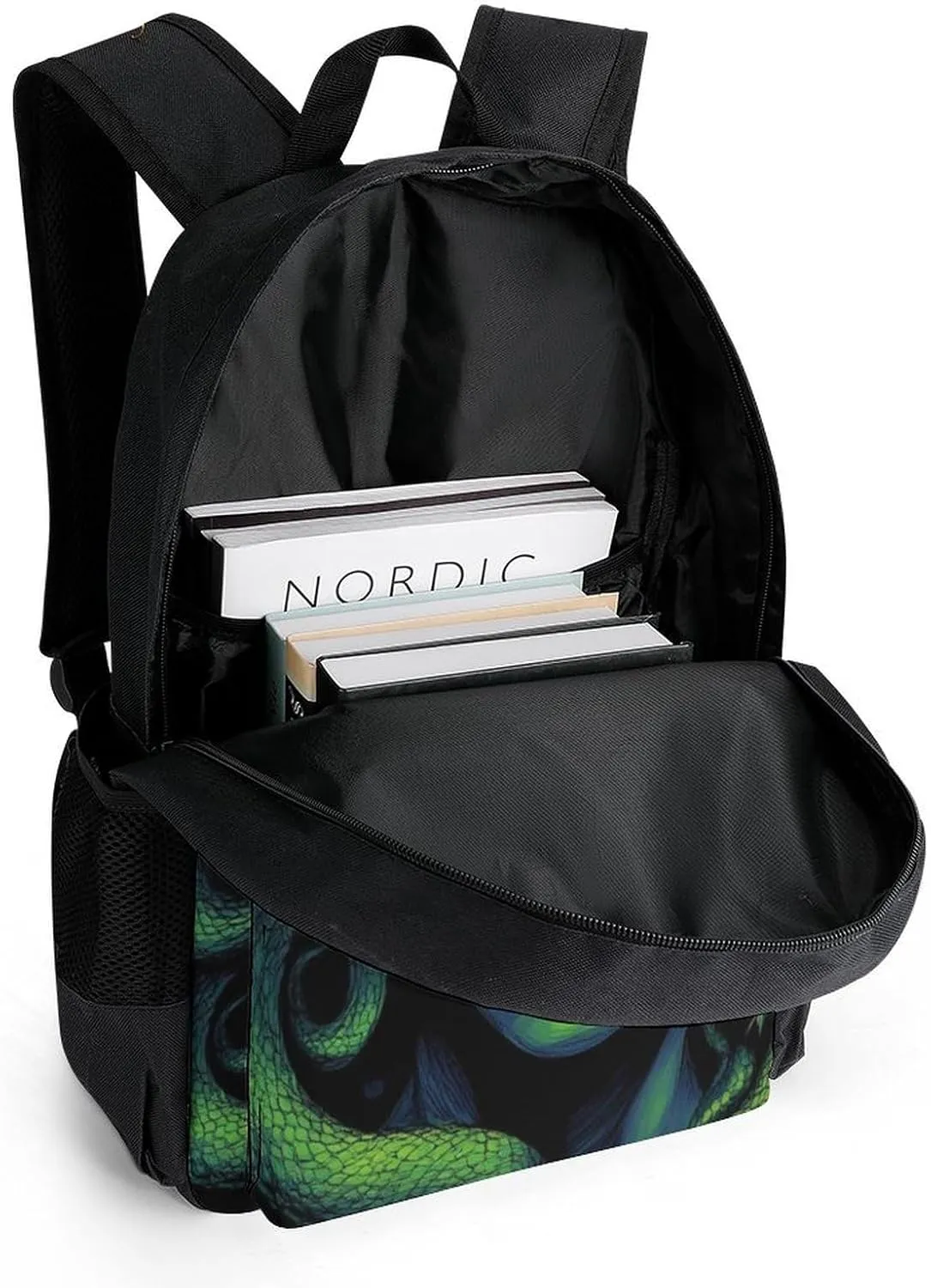 Lightweight Backpack for Gym Travel Bicycle - Big Capacity Multipurpose Anti-Theft Carry On Bag, Greek Goddess Snake Queen Medusa Green Art Travel Hiking Bag & Day Pack