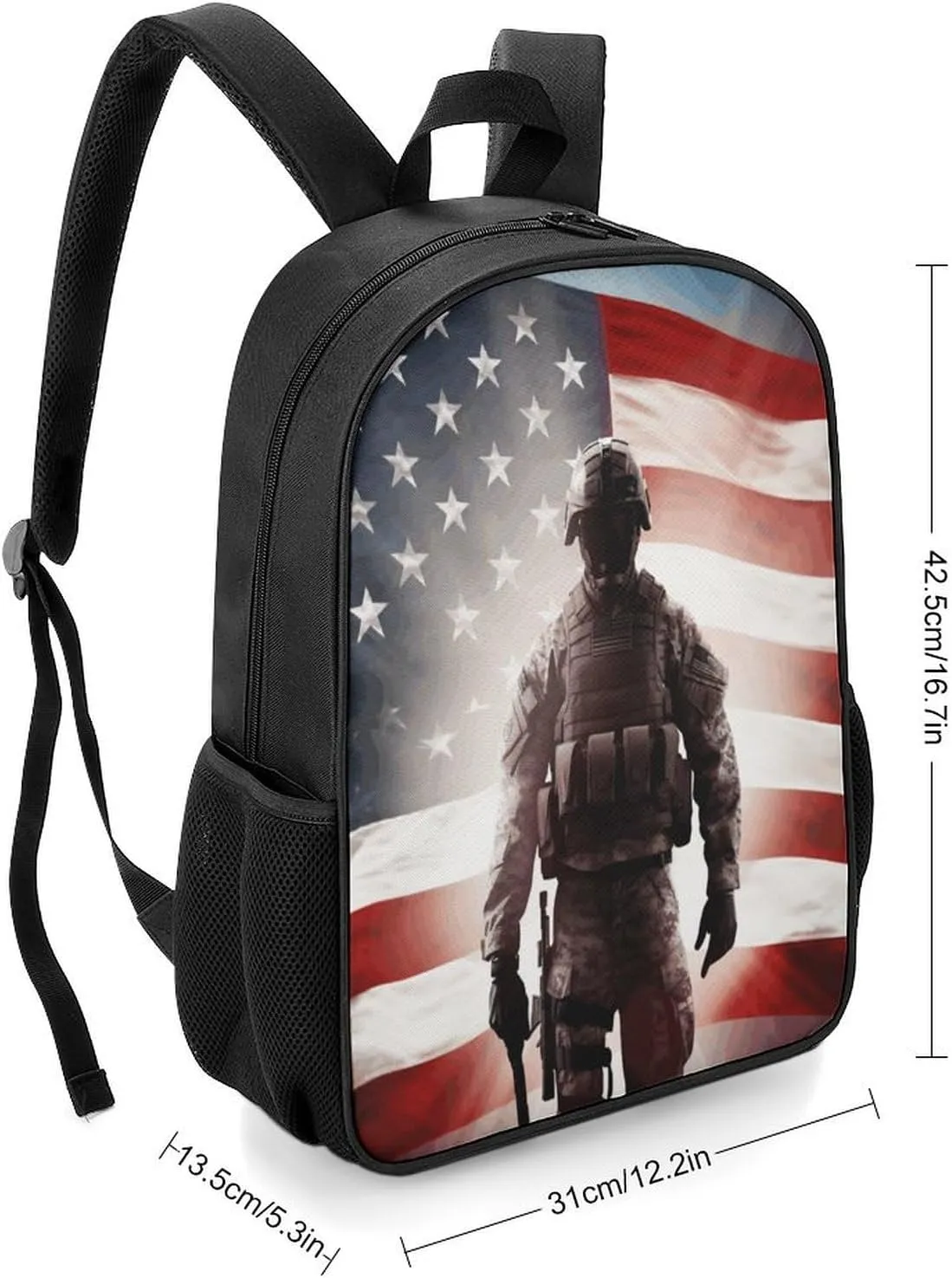 Lightweight Backpacks Cute Travel Bag Durable American Soldier Printing Small Travel Backpack For Women & Men