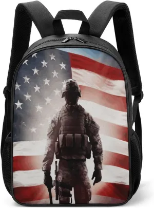 Lightweight Backpacks Cute Travel Bag Durable American Soldier Printing Small Travel Backpack For Women & Men
