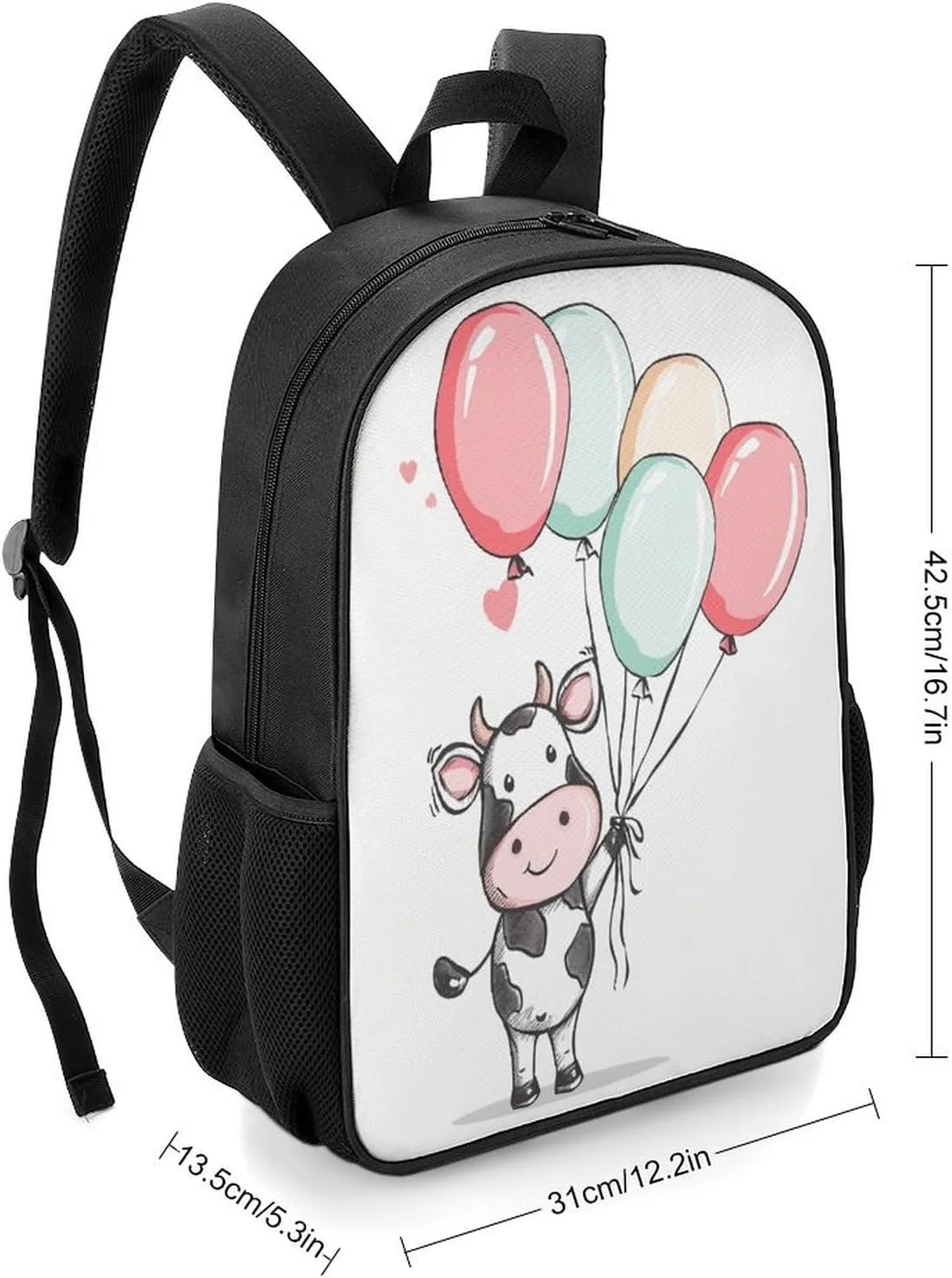 Lightweight Backpacks Cute Travel Bag Durable Balloon And Cow Printing Small Travel Backpack For Women & Men