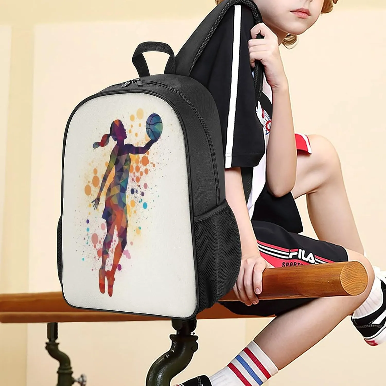 Lightweight Backpacks Cute Travel Bag Durable Basketball Pattern Printing Small Travel Backpack For Women & Men