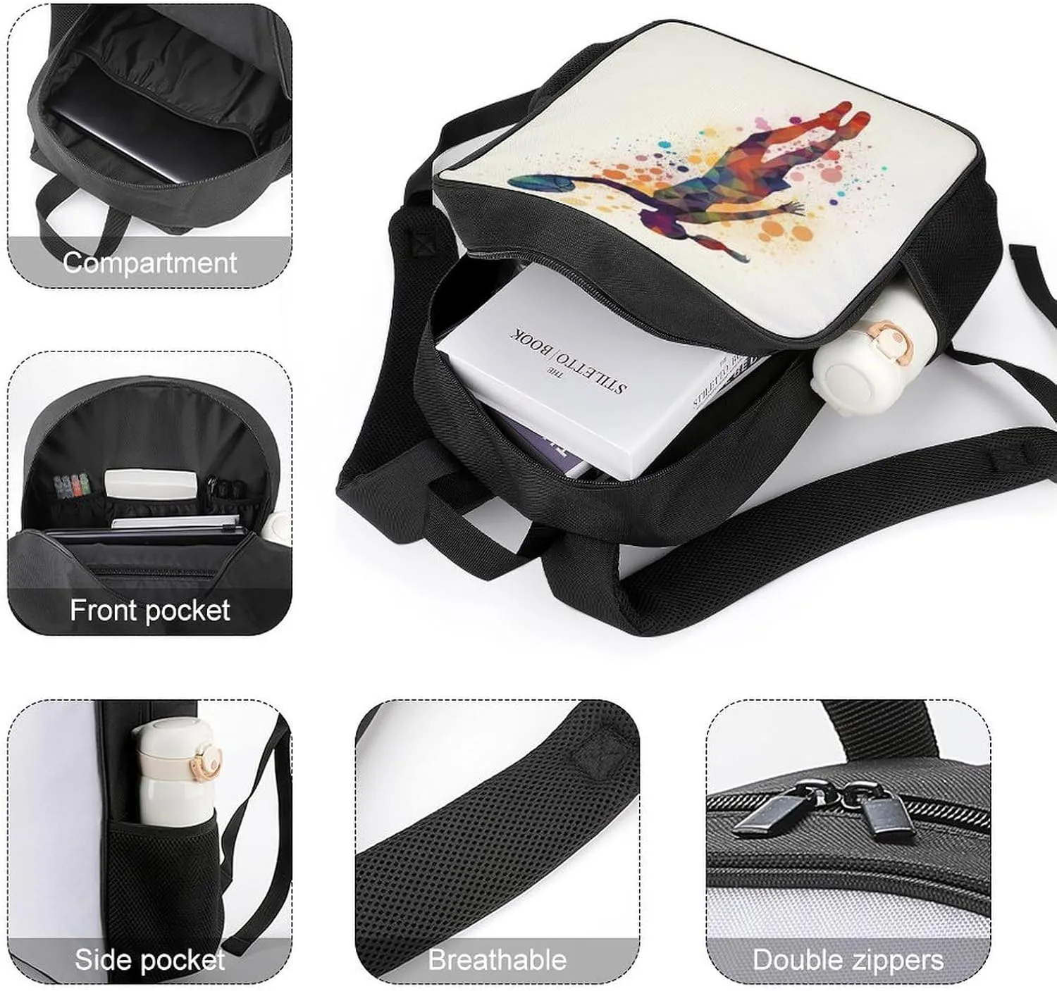 Lightweight Backpacks Cute Travel Bag Durable Basketball Pattern Printing Small Travel Backpack For Women & Men