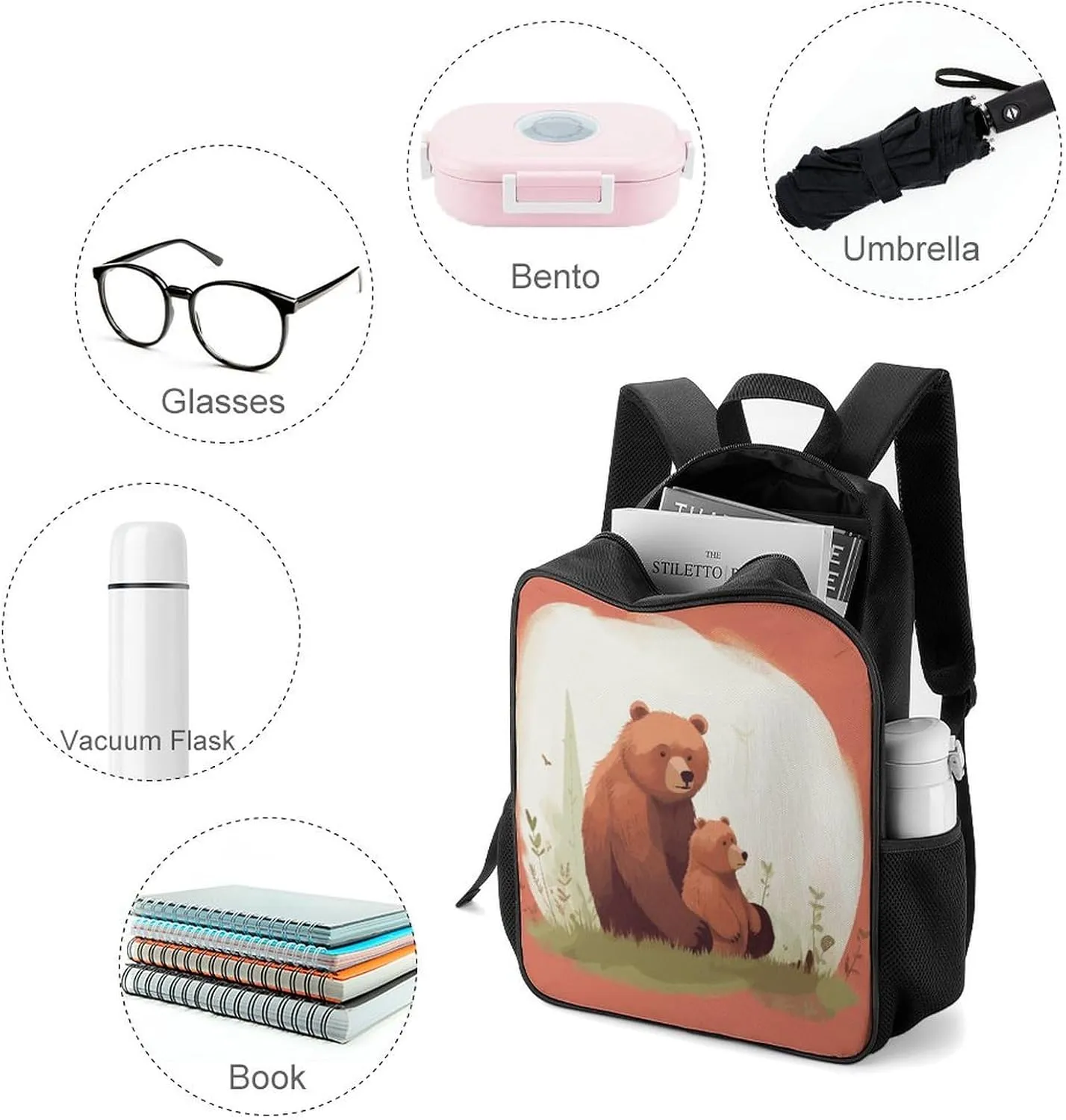 Lightweight Backpacks Cute Travel Bag Durable Bear Hug Printing Small Travel Backpack For Women & Men