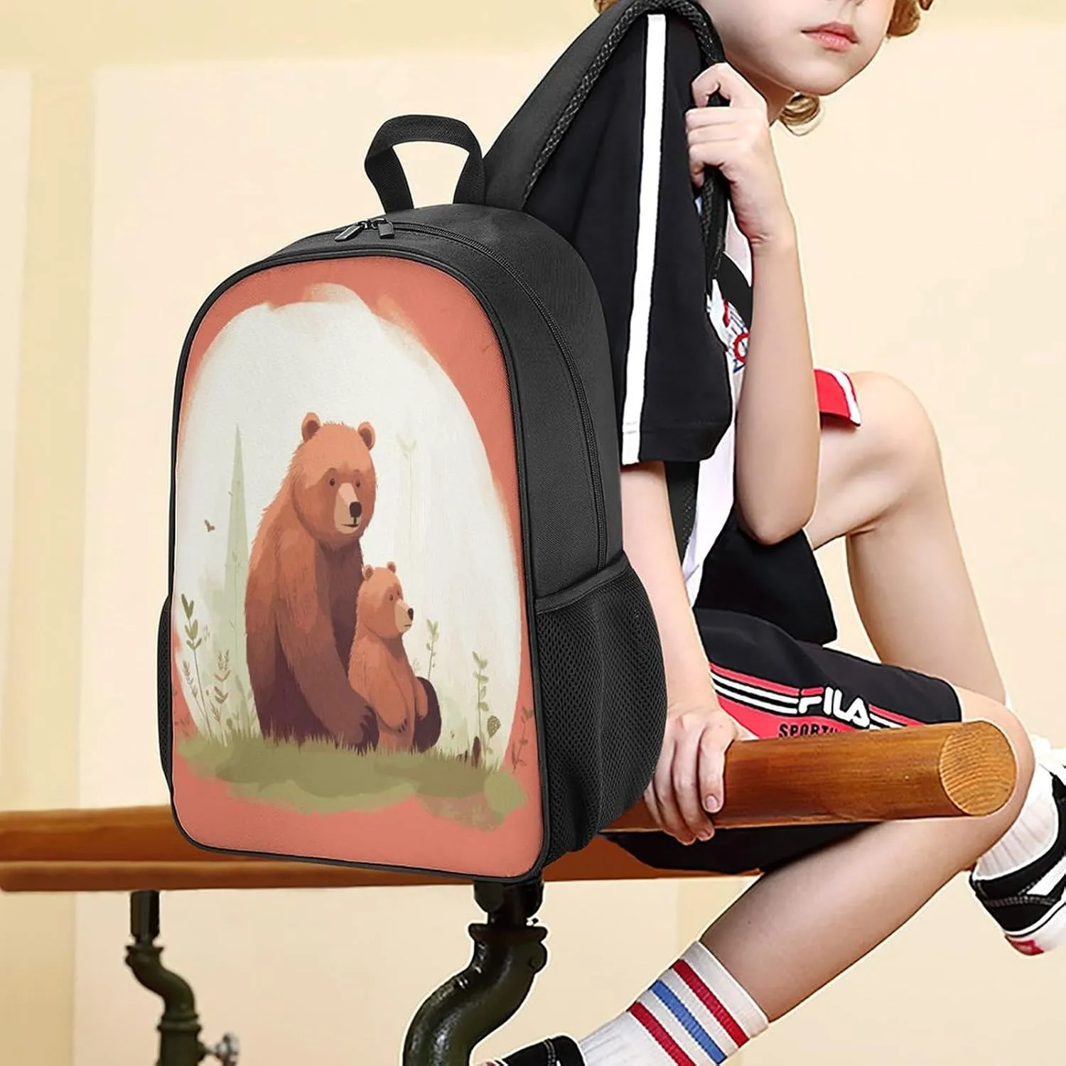 Lightweight Backpacks Cute Travel Bag Durable Bear Hug Printing Small Travel Backpack For Women & Men