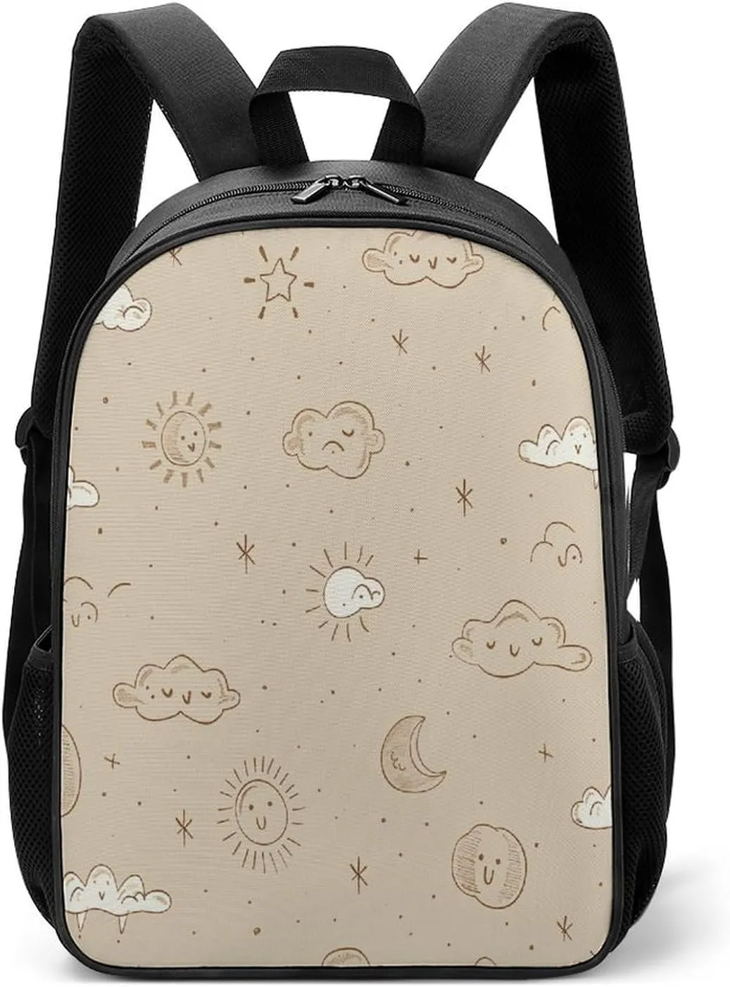 Lightweight Backpacks Cute Travel Bag Durable Beige Simple Doodle Printing Small Travel Backpack For Women & Men