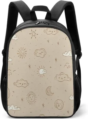 Lightweight Backpacks Cute Travel Bag Durable Beige Simple Doodle Printing Small Travel Backpack For Women & Men
