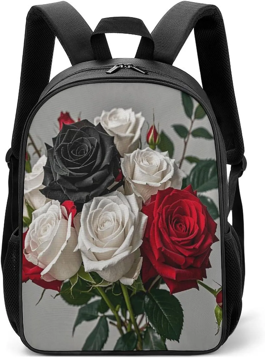 Lightweight Backpacks Cute Travel Bag Durable Black White And Red Roses Printing Small Travel Backpack For Women & Men