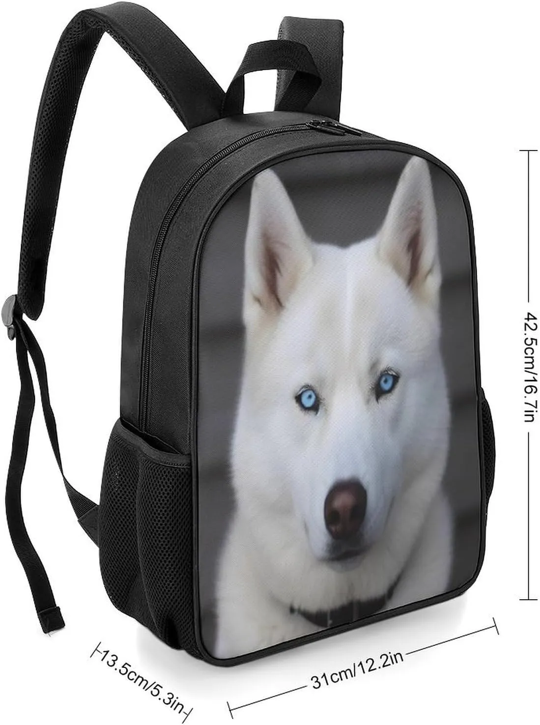 Lightweight Backpacks Cute Travel Bag Durable Blue Eyed White Husky Printing Small Travel Backpack For Women & Men