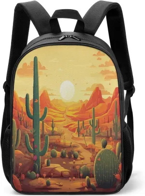Lightweight Backpacks Cute Travel Bag Durable Cactus at Sunset Printing Small Travel Backpack For Women & Men