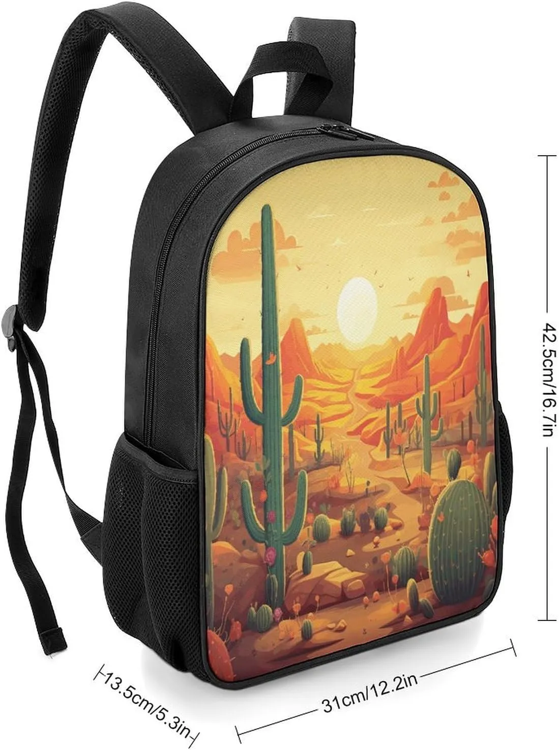 Lightweight Backpacks Cute Travel Bag Durable Cactus at Sunset Printing Small Travel Backpack For Women & Men