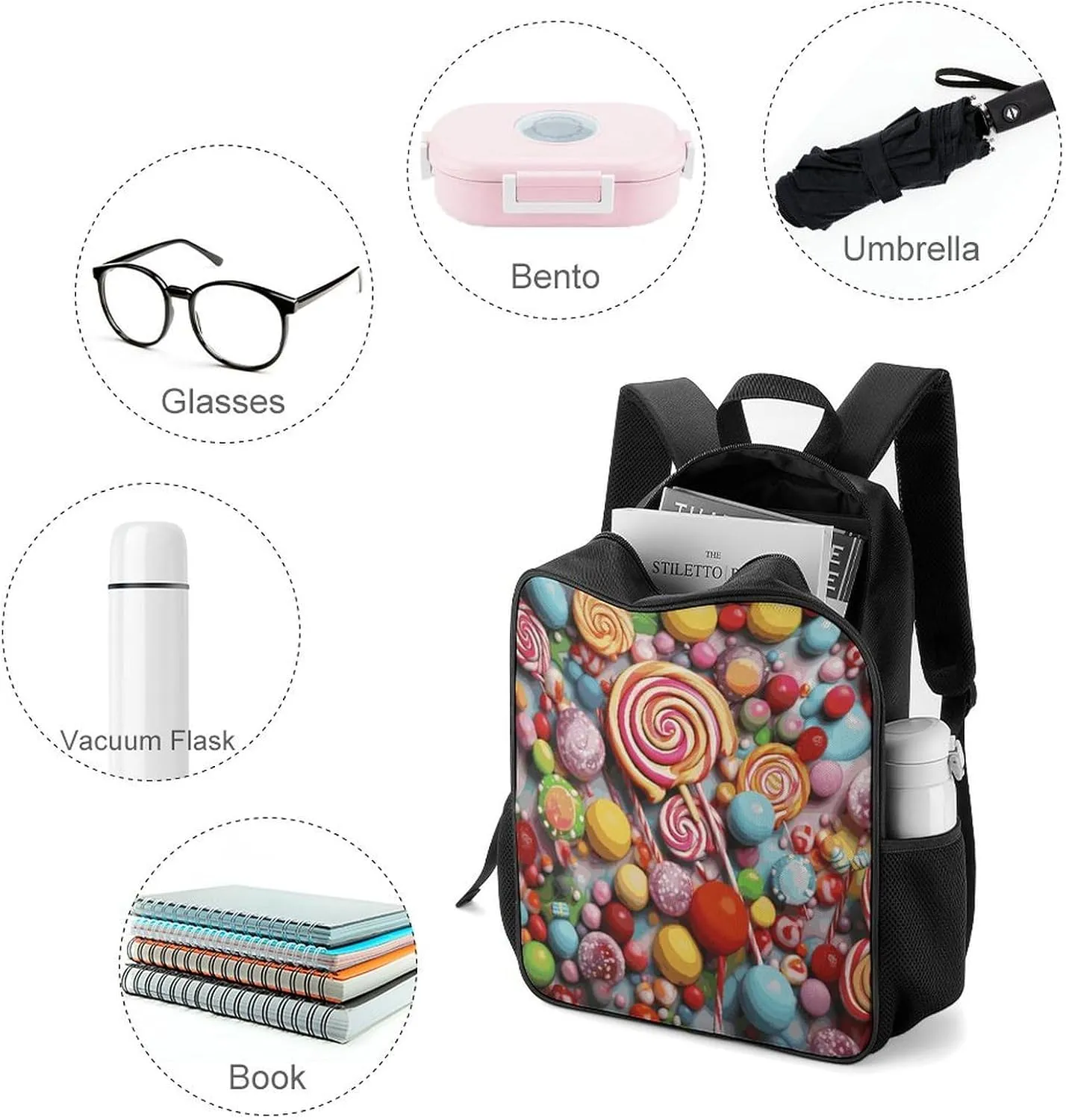 Lightweight Backpacks Cute Travel Bag Durable Candy Printing Small Travel Backpack For Women & Men